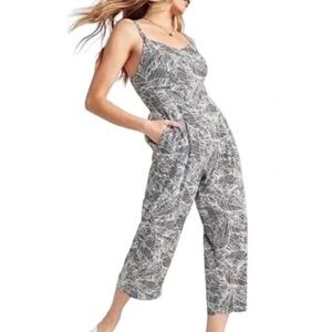 Old Navy | black and white palm print jumpsuit, Medium, Cami, relaxed fit